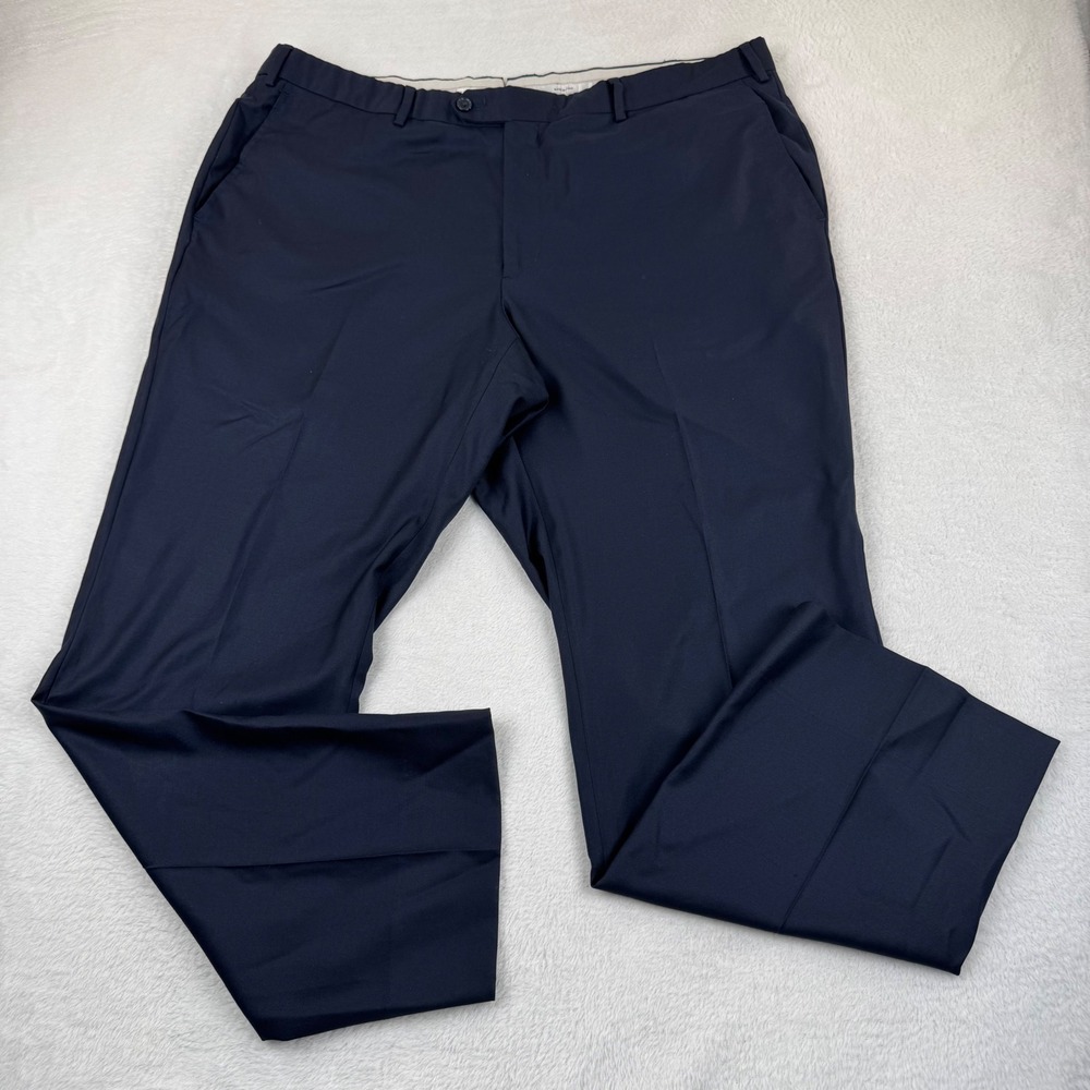 Santorelli Dress Pants Mens 44 Navy Loro Piana Wool Roma Flat Front Italy